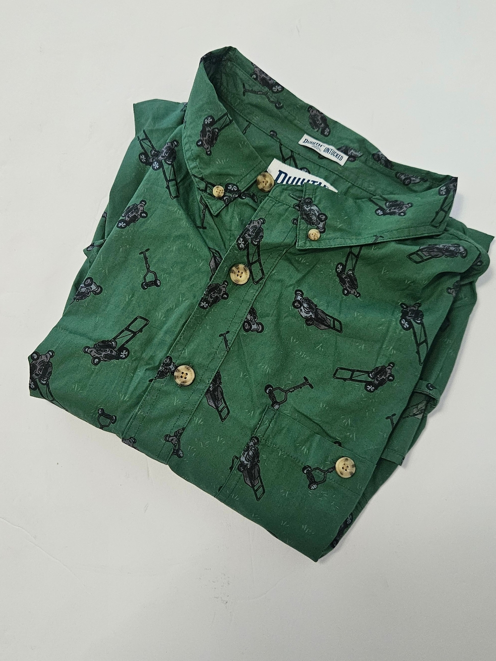 Men's Duluth UNTUCKED Relaxed Fit Button Down Shirt - Lawnmower Print - 2XL Tall